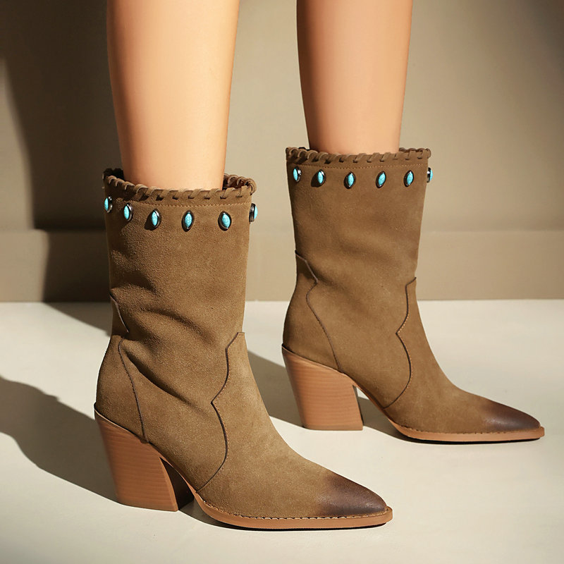 Western Cowgirl Boot - Women Western Cowboy Boots Pointed Toe
