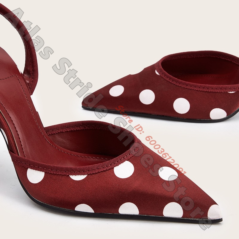 Satin White Polka Dot Pointed  - Ribbon Tie Heel recension och pris