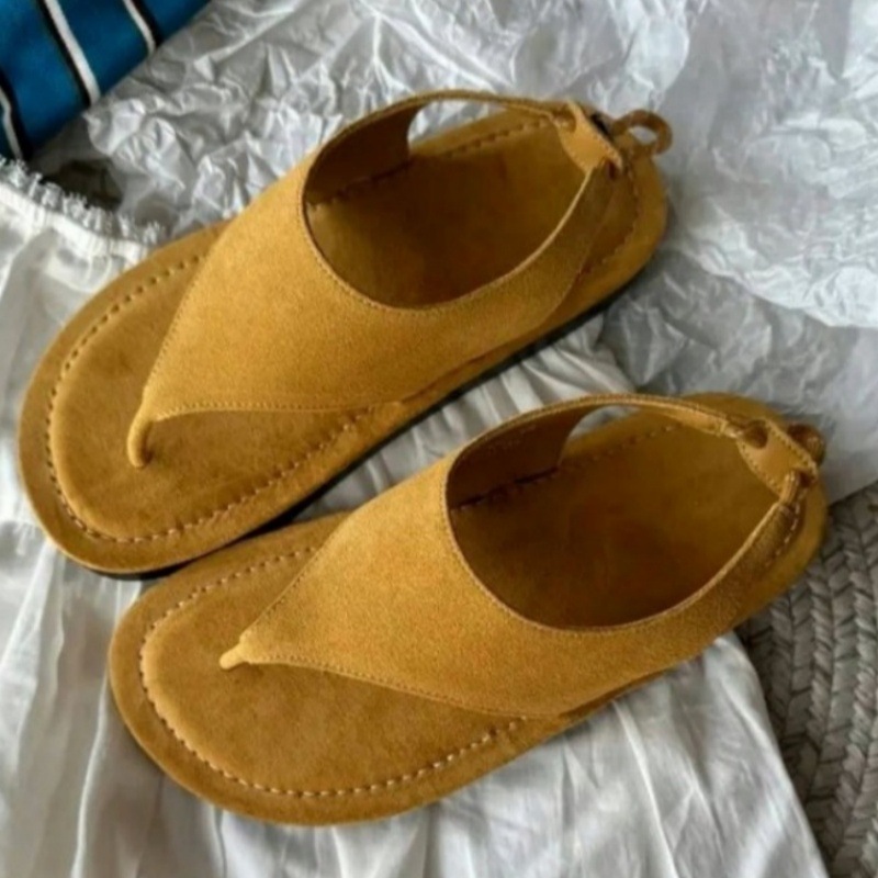 Korean Minimalist Suede Slingb - Thong Flat Sandal recension och pris