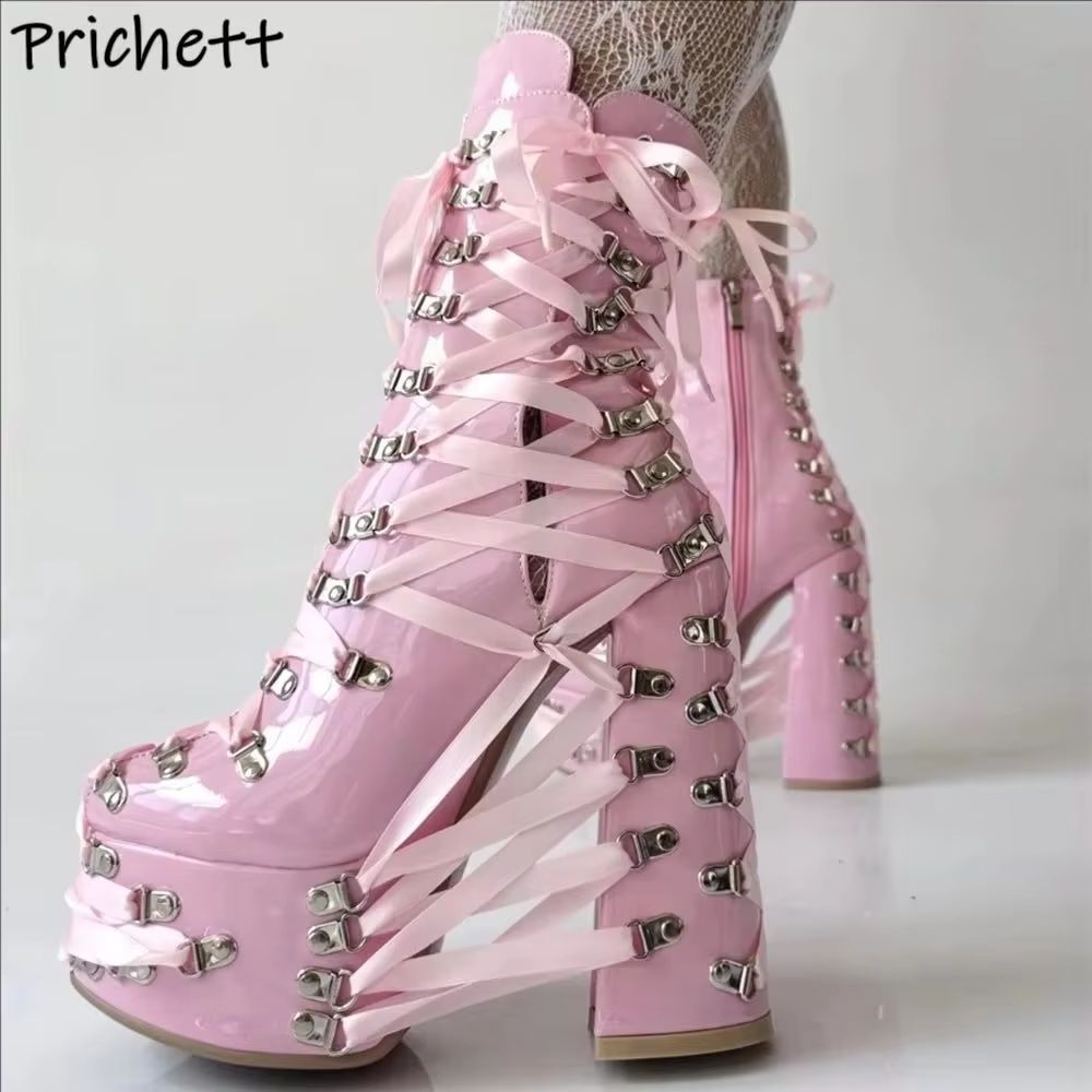 Black Pink Cross Tied Ankle Bo - Ribbon Tie Heel recension och pris