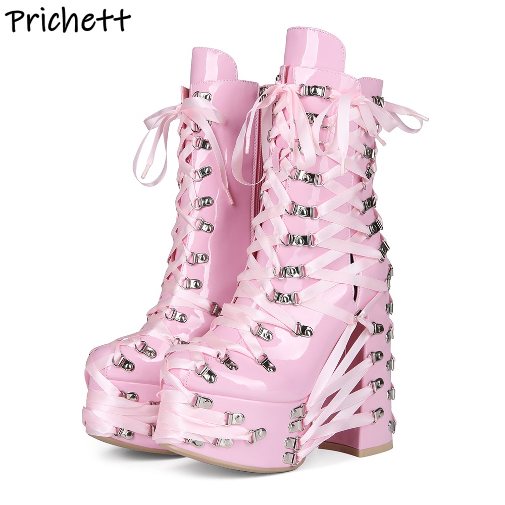 Black Pink Cross Tied Ankle Bo - Ribbon Tie Heel recension och pris