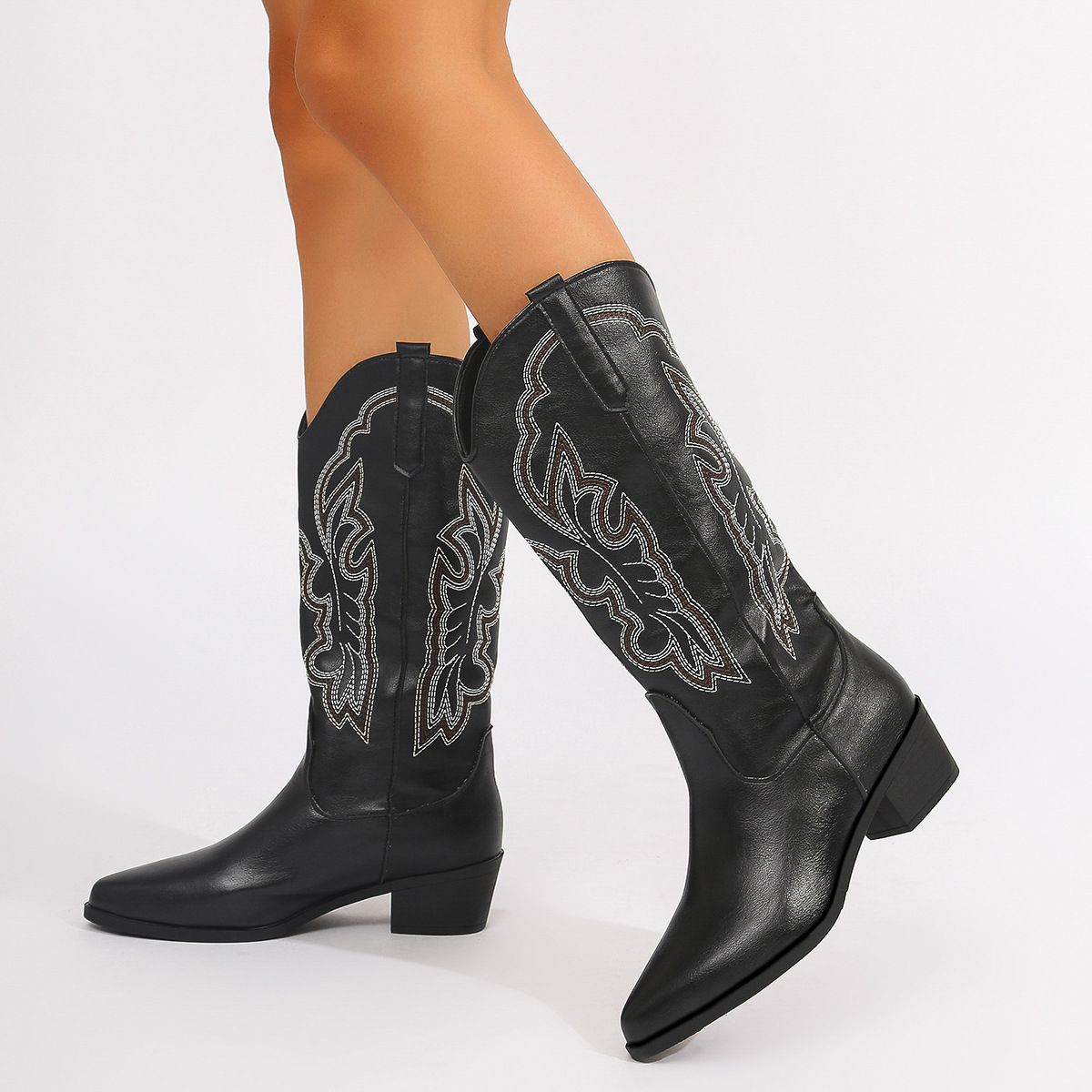 Plus Size 43 Block Heels Mid-c - Western Cowgirl Boot recension och pris
