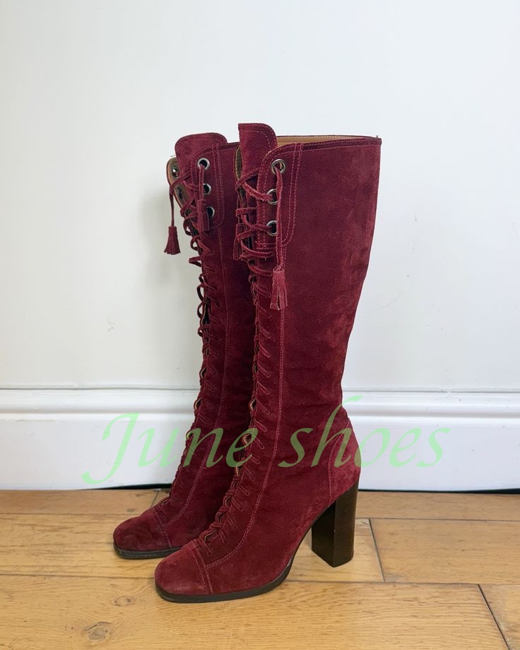 Women Burgundy Faux Suede Knee - Western Cowgirl Boot recension och pris