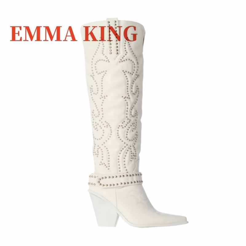 Rivet Embellished Knee High Bo - Western Cowgirl Boot recension och pris