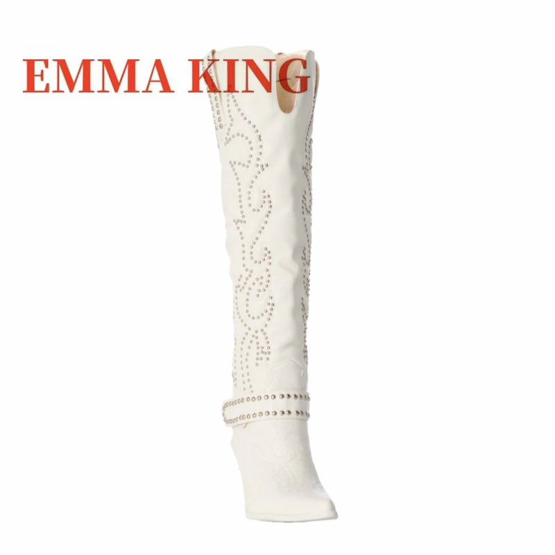 Rivet Embellished Knee High Bo - Western Cowgirl Boot recension och pris