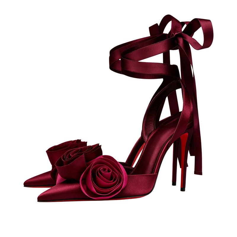Women Elegant Glam Floral Sati - Ribbon Tie Heel recension och pris