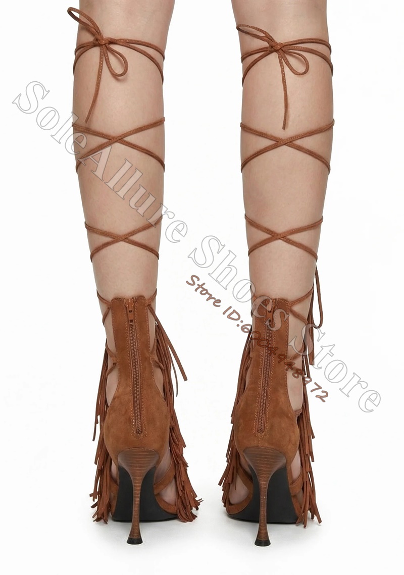 Brown Suede Fringe Thigh Wrap  - Western Cowgirl Boot recension och pris