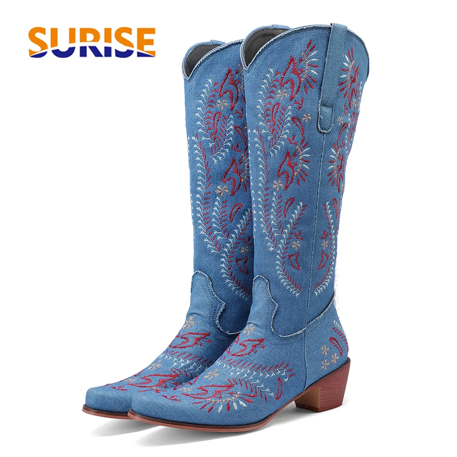Blue Denim Western Cowgirl Kne - Western Cowgirl Boot recension och pris