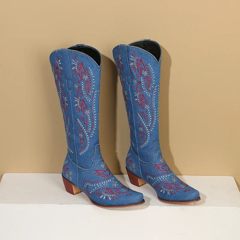 Blue Denim Western Cowgirl Kne - Western Cowgirl Boot recension och pris