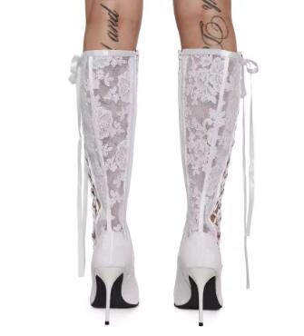 New Women White Black Solid La - Ribbon Tie Heel recension och pris