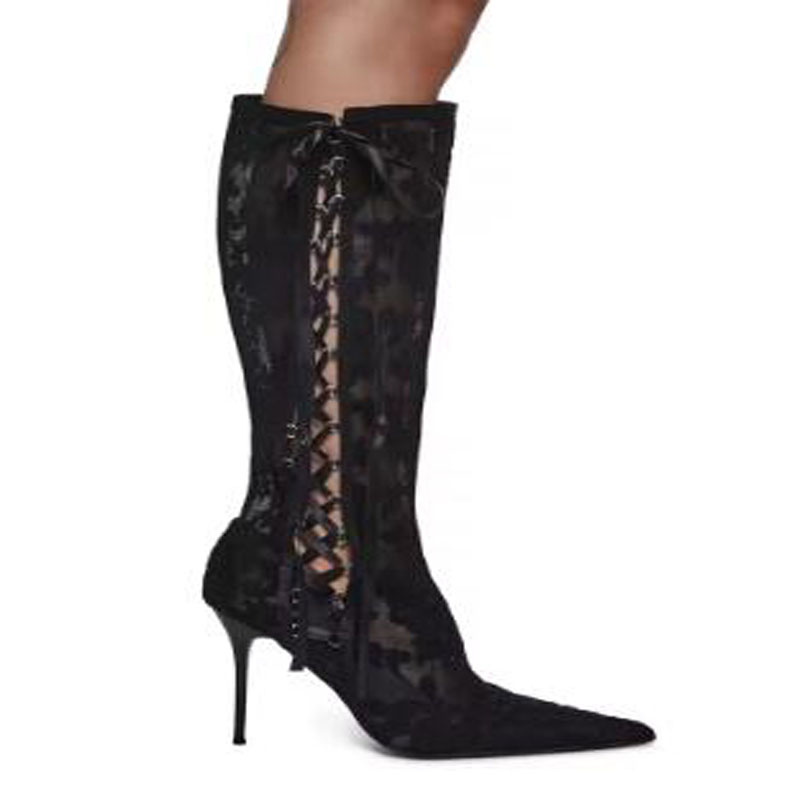 New Women White Black Solid La - Ribbon Tie Heel recension och pris